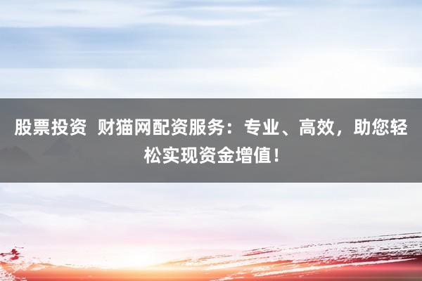 股票投资  财猫网配资服务：专业、高效，助您轻松实现资金增值！