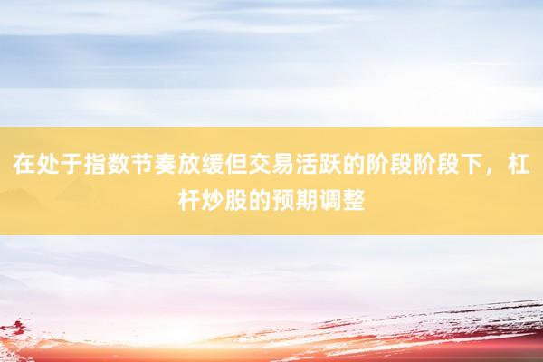 在处于指数节奏放缓但交易活跃的阶段阶段下，杠杆炒股的预期调整