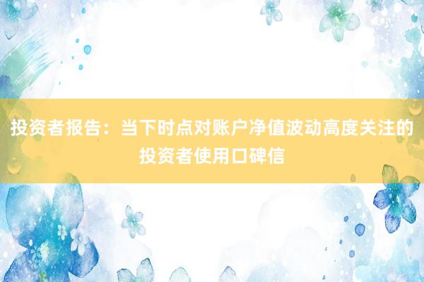 投资者报告：当下时点对账户净值波动高度关注的投资者使用口碑信