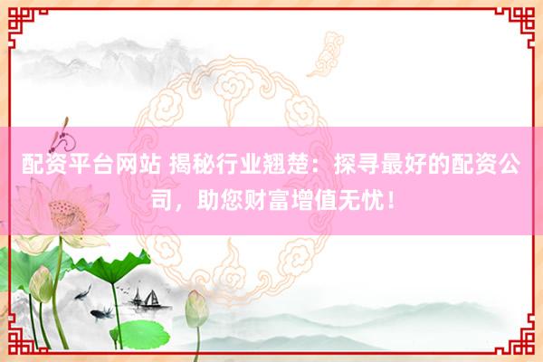 配资平台网站 揭秘行业翘楚：探寻最好的配资公司，助您财富增值无忧！